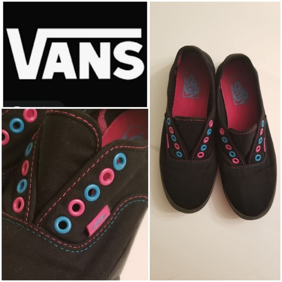 Vans Shoes - Unique VANS Black w/ Pink & Blue lace holes